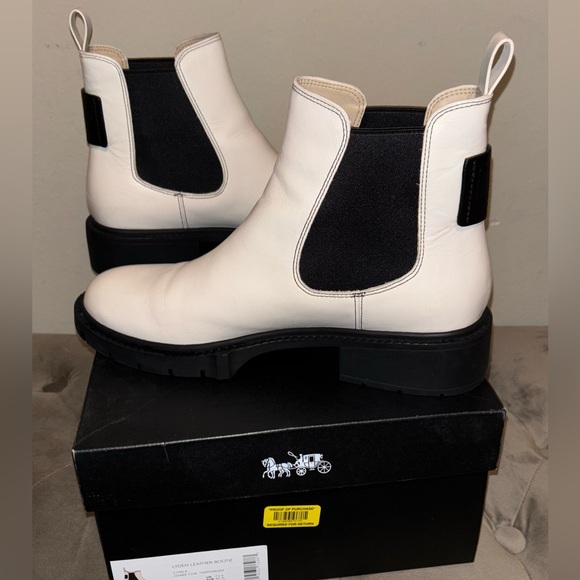 Coach Ivory Leather Ankle Boots - Picture 3 of 5